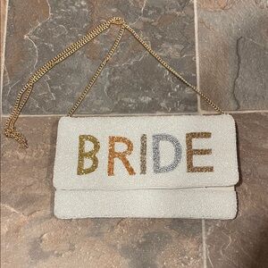 White Beaded Bride Clutch